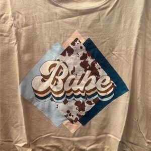 Gildan Beige Western style Babe Graphic Tee - Short Sleeve